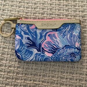 Lilly Pulitzer Blue and Pink Floral Keychain Pouch